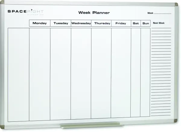 Spaceright Weekly Planner Magnetic Whiteboard - 900 x 600mm