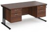 Dams Maestro 25 Rectangular Desk with Twin Cantilever Legs, 2 and 2 Drawer Fixed Pedestals - 1600 x 800mm - Walnut