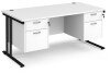 Dams Maestro 25 Rectangular Desk with Twin Cantilever Legs, 2 and 2 Drawer Fixed Pedestals - 1600 x 800mm - White