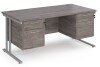 Dams Maestro 25 Rectangular Desk with Twin Cantilever Legs, 2 and 2 Drawer Fixed Pedestals - 1600 x 800mm - Grey Oak