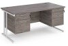Dams Maestro 25 Rectangular Desk with Twin Cantilever Legs, 2 and 2 Drawer Fixed Pedestals - 1600 x 800mm - Grey Oak