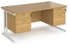 Dams Maestro 25 Rectangular Desk with Twin Cantilever Legs, 2 and 2 Drawer Fixed Pedestals - 1600 x 800mm - Oak