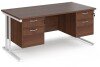Dams Maestro 25 Rectangular Desk with Twin Cantilever Legs, 2 and 2 Drawer Fixed Pedestals - 1600 x 800mm - Walnut