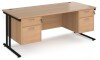 Dams Maestro 25 Rectangular Desk with Twin Cantilever Legs, 2 and 2 Drawer Fixed Pedestals - 1800 x 800mm - Beech