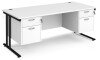Dams Maestro 25 Rectangular Desk with Twin Cantilever Legs, 2 and 2 Drawer Fixed Pedestals - 1800 x 800mm - White
