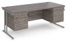 Dams Maestro 25 Rectangular Desk with Twin Cantilever Legs, 2 and 2 Drawer Fixed Pedestals - 1800 x 800mm - Grey Oak
