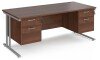 Dams Maestro 25 Rectangular Desk with Twin Cantilever Legs, 2 and 2 Drawer Fixed Pedestals - 1800 x 800mm - Walnut