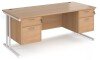 Dams Maestro 25 Rectangular Desk with Twin Cantilever Legs, 2 and 2 Drawer Fixed Pedestals - 1800 x 800mm - Beech