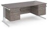 Dams Maestro 25 Rectangular Desk with Twin Cantilever Legs, 2 and 2 Drawer Fixed Pedestals - 1800 x 800mm - Grey Oak