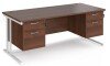 Dams Maestro 25 Rectangular Desk with Twin Cantilever Legs, 2 and 2 Drawer Fixed Pedestals - 1800 x 800mm - Walnut