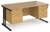 Dams Maestro 25 Rectangular Desk with Twin Cantilever Legs, 2 and 3 Drawer Fixed Pedestals - 1600 x 800mm - Oak