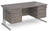 Dams Maestro 25 Rectangular Desk with Twin Cantilever Legs, 2 and 3 Drawer Fixed Pedestals - 1600 x 800mm - Grey Oak