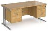 Dams Maestro 25 Rectangular Desk with Twin Cantilever Legs, 2 and 3 Drawer Fixed Pedestals - 1600 x 800mm - Oak