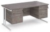Dams Maestro 25 Rectangular Desk with Twin Cantilever Legs, 2 and 3 Drawer Fixed Pedestals - 1600 x 800mm - Grey Oak