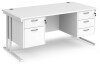 Dams Maestro 25 Rectangular Desk with Twin Cantilever Legs, 2 and 3 Drawer Fixed Pedestals - 1600 x 800mm - White