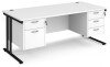 Dams Maestro 25 Rectangular Desk with Twin Cantilever Legs, 2 and 3 Drawer Pedestals - 1800 x 800mm - White