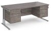 Dams Maestro 25 Rectangular Desk with Twin Cantilever Legs, 2 and 3 Drawer Pedestals - 1800 x 800mm - Grey Oak