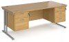 Dams Maestro 25 Rectangular Desk with Twin Cantilever Legs, 2 and 3 Drawer Pedestals - 1800 x 800mm - Oak