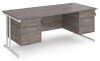 Dams Maestro 25 Rectangular Desk with Twin Cantilever Legs, 2 and 3 Drawer Pedestals - 1800 x 800mm - Grey Oak