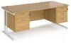 Dams Maestro 25 Rectangular Desk with Twin Cantilever Legs, 2 and 3 Drawer Pedestals - 1800 x 800mm - Oak