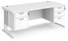 Dams Maestro 25 Rectangular Desk with Twin Cantilever Legs, 2 and 3 Drawer Pedestals - 1800 x 800mm - White