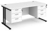 Dams Maestro 25 Rectangular Desk with Twin Cantilever Legs, 3 and 3 Drawer Pedestals - 1600 x 800mm - White
