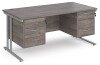 Dams Maestro 25 Rectangular Desk with Twin Cantilever Legs, 3 and 3 Drawer Pedestals - 1600 x 800mm - Grey Oak