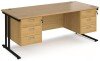 Dams Maestro 25 Rectangular Desk with Twin Cantilever Legs, 3 and 3 Drawer Pedestals - 1800 x 800mm - Oak