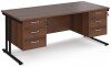 Dams Maestro 25 Rectangular Desk with Twin Cantilever Legs, 3 and 3 Drawer Pedestals - 1800 x 800mm - Walnut