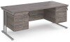Dams Maestro 25 Rectangular Desk with Twin Cantilever Legs, 3 and 3 Drawer Pedestals - 1800 x 800mm - Grey Oak