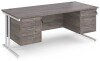 Dams Maestro 25 Rectangular Desk with Twin Cantilever Legs, 3 and 3 Drawer Pedestals - 1800 x 800mm - Grey Oak