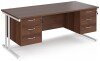 Dams Maestro 25 Rectangular Desk with Twin Cantilever Legs, 3 and 3 Drawer Pedestals - 1800 x 800mm - Walnut