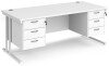 Dams Maestro 25 Rectangular Desk with Twin Cantilever Legs, 3 and 3 Drawer Pedestals - 1800 x 800mm - White