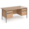 Dams Contract 25 Rectangular Desk with Straight Legs, 2 and 2 Drawer Fixed Pedestals - 1600 x 800mm