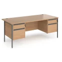 Dams Contract 25 Rectangular Desk with Straight Legs, 2 and 2 Drawer Fixed Pedestals - 1800 x 800mm