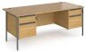 Dams Contract 25 Rectangular Desk with Straight Legs, 2 and 2 Drawer Fixed Pedestals - 1800 x 800mm - Oak