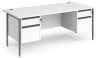 Dams Contract 25 Rectangular Desk with Straight Legs, 2 and 2 Drawer Fixed Pedestals - 1800 x 800mm - White