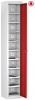 Probe TabBox Single Door 10 Compartment Locker with Standard Plug -1780 x 305 x 370mm - Red (Similar to BS 04 E53)