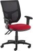 Gentoo Altino 2 Lever High Mesh Back Operators Chair with Adjustable Arms - Red
