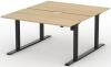 Formetiq Alto 1 Back-To-Back Height Adjustable Desk with Scoop - (w) 1600 x (d) 800mm - Amber Oak