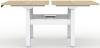 Formetiq Alto 2 Back-To-Back Height Adjustable Desk with Scoop - (w) 1600 x (d) 800mm - Amber Oak