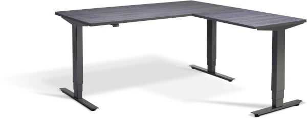 Lavoro Advance Corner Height Adjustable Desk - 1600 x 1600mm - Anthracite Sherman Oak