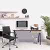 Nautilus Tyrol Compact Desk with Suspended Underdesk Drawer - Black Frame - Oak Finish