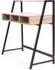 Nautilus Vienna Compact Two Tier Desk with Stylish Feature Frame and Upper Storage Shelf - Black Frame - Oak Finish