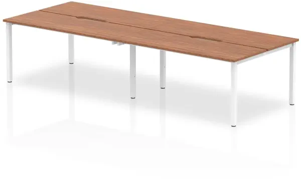 Dynamic Evolve Plus Bench Desk Four Person Back To Back - 2400 x 1600mm - Walnut