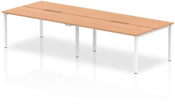 Dynamic Evolve Plus Bench Desk Four Person Back To Back - 2800 x 1600mm - Oak