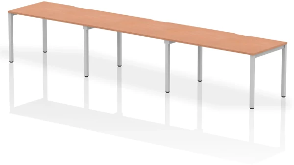 Dynamic Evolve Plus Bench Desk Three Person Row - 4200 x 800mm - Beech