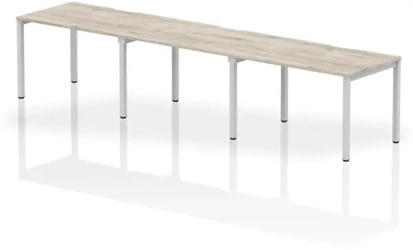 Dynamic Evolve Plus Bench Desk Three Person Row - 3600 x 800mm - Grey oak