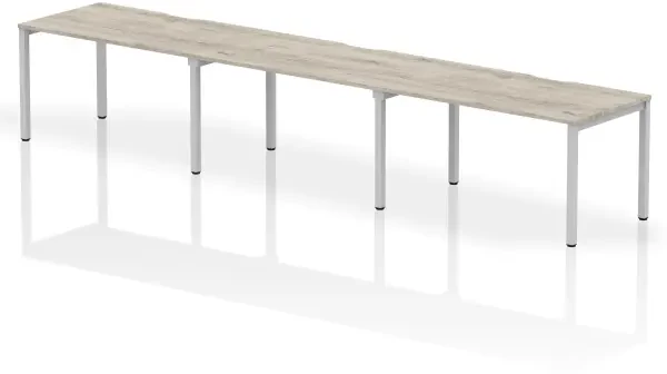 Dynamic Evolve Plus Bench Desk Three Person Row - 4200 x 800mm - Grey oak