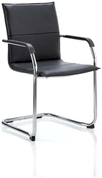 Dynamic Echo Cantilever Bonded Leather Chair with Arms - Black